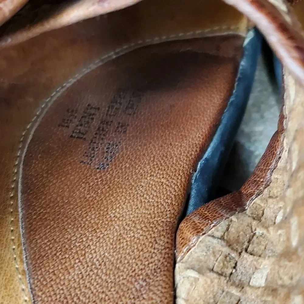 Vintage woven leather David Tate Brown Criss-Cross Sandals - Picture 7 of 13